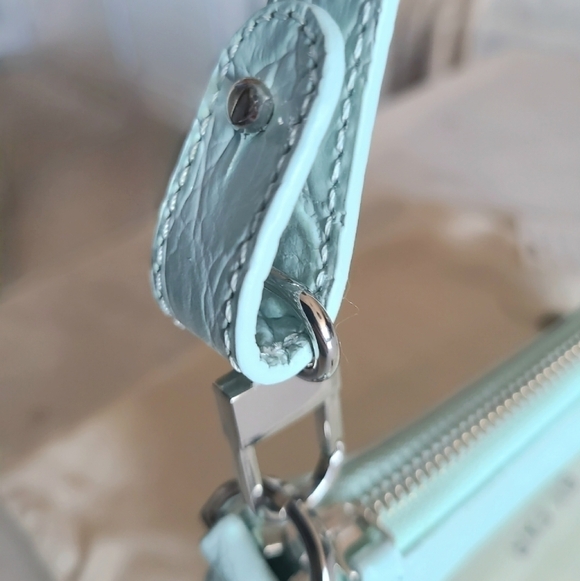 BY FAR Rachel Croco Embossed Leather Shoulder Bag, Blue, NWT - Picture 15 of 16